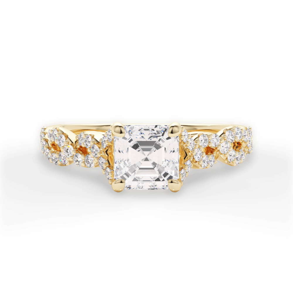 Justine Asscher Cut Lab Grown Diamond 18Kt Yellow Gold Engagement Ring