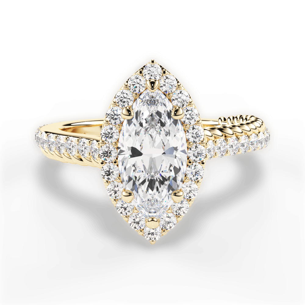 Kim Marquise Cut Lab Grown Diamond 18Kt Yellow Gold Engagement Ring