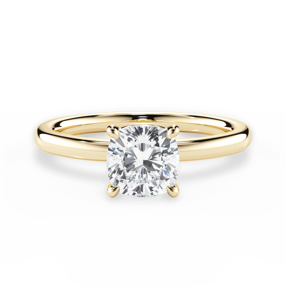 Angela Cushion Cut Lab Grown Diamond 18Kt Yellow Gold Engagement Ring