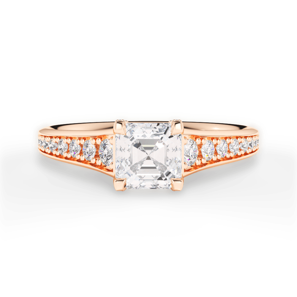 Leslie Asscher Cut Lab Grown Diamond 18Kt Rose Gold Engagement Ring