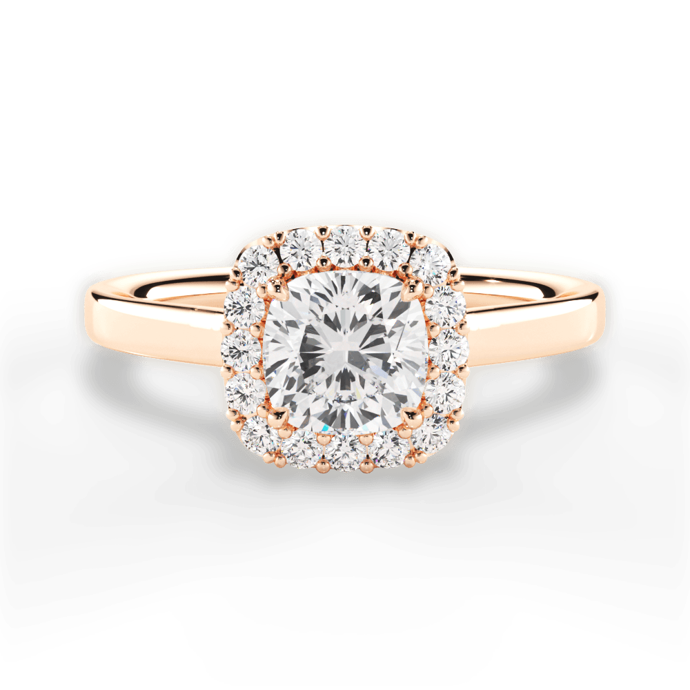 Fiona Cushion Cut Lab Grown Diamond 18Kt Rose Gold Engagement Ring