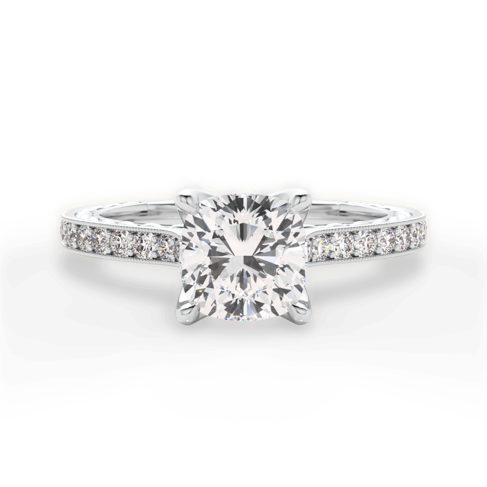 Gilda Cushion Cut Lab Grown Diamond 18Kt White Gold Engagement Ring