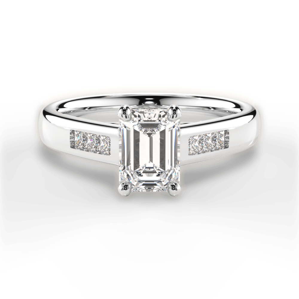 Brittany Emerald Cut Lab Grown Diamond 14Kt White Gold Engagement Ring