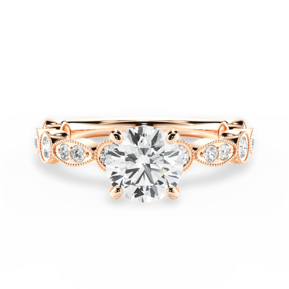 Edith Round Cut Lab Grown Diamond 18Kt Rose Gold Engagement Ring