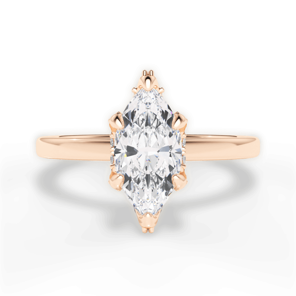 Gemma Marquise Cut Lab Grown Diamond 18Kt Rose Gold Engagement Ring