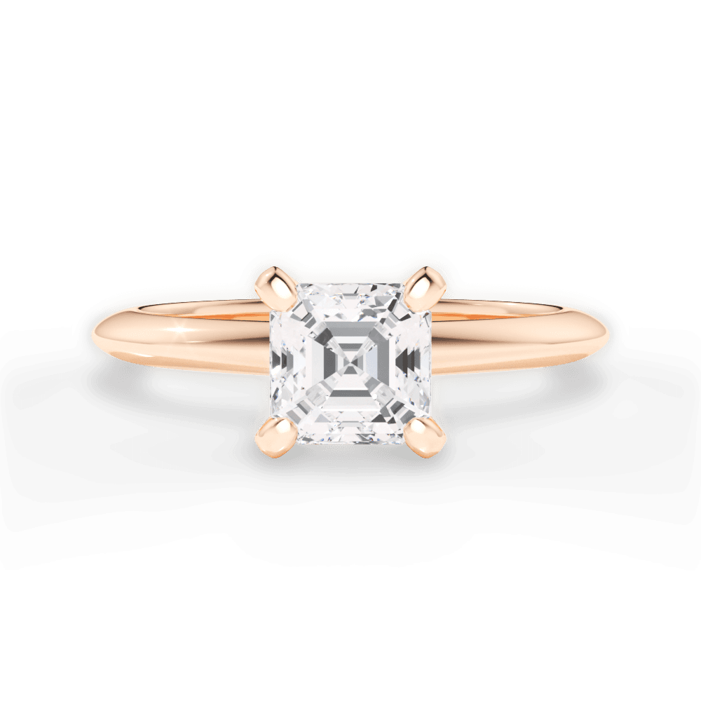 Casey Asscher Cut Lab Grown Diamond 18Kt Rose Gold Engagement Ring