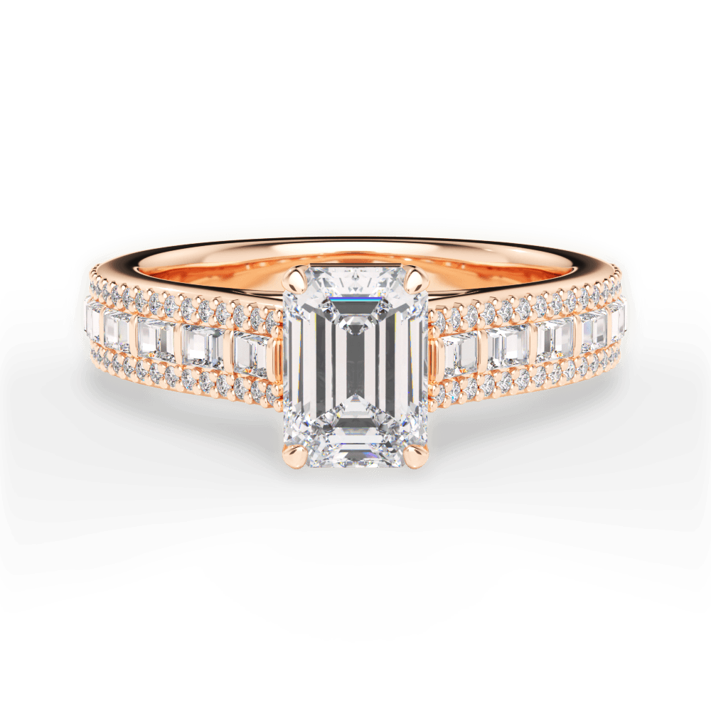 Lynn Emerald Cut Lab Grown Diamond 18Kt Rose Gold Engagement Ring