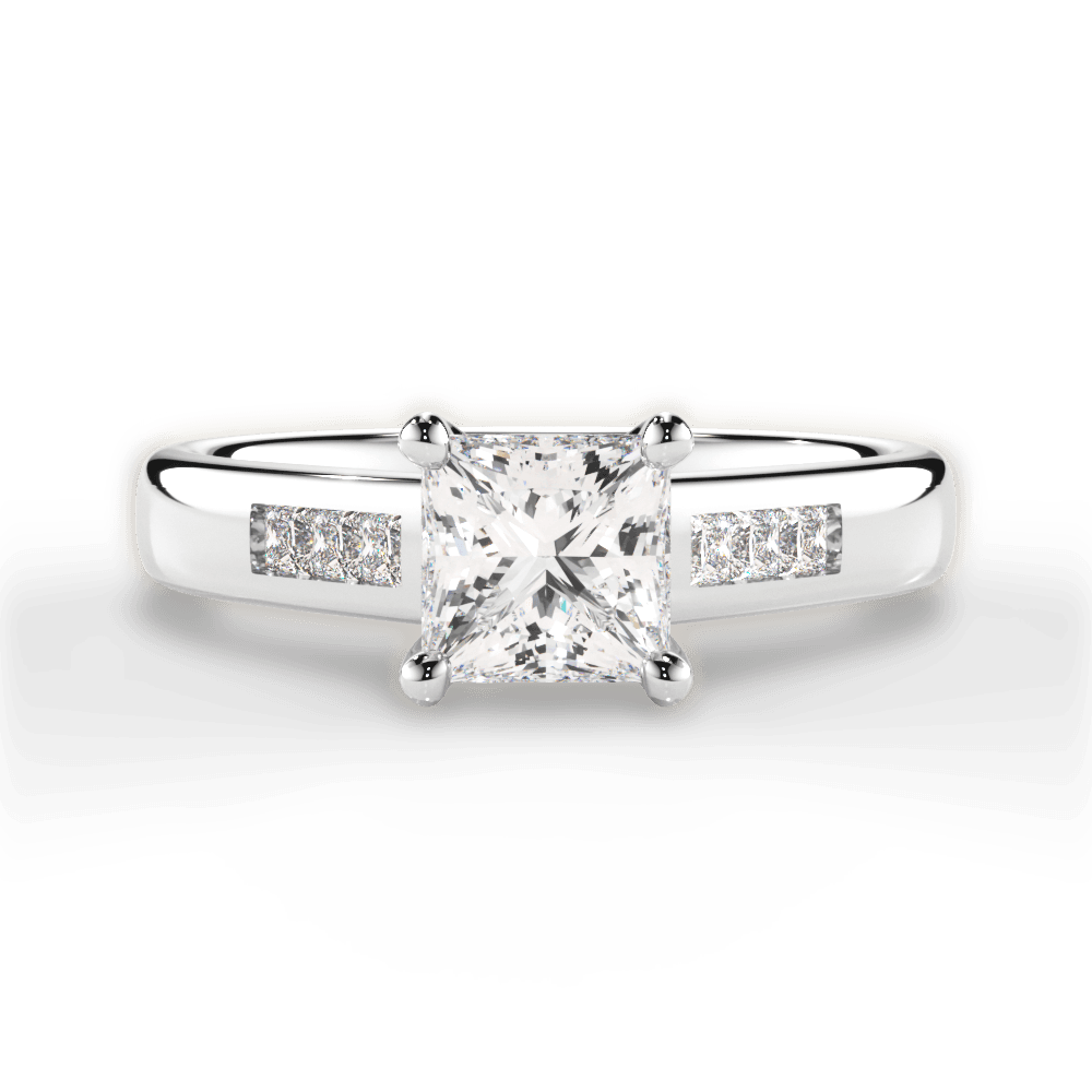 Brittany Princess Cut Lab Grown Diamond 18Kt White Gold Engagement Ring