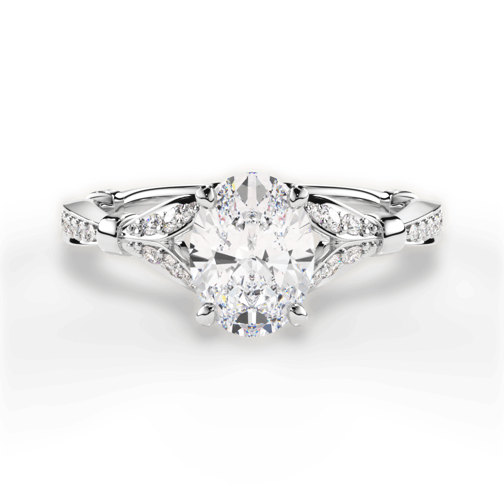 Geraldine Oval Cut Lab Grown Diamond 18Kt White Gold Engagement Ring