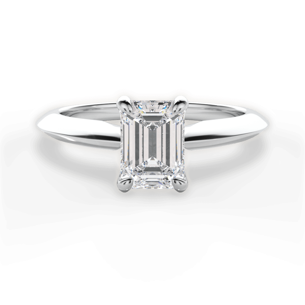 Amanda Emerald Cut Lab Grown Diamond 18Kt White Gold Engagement Ring
