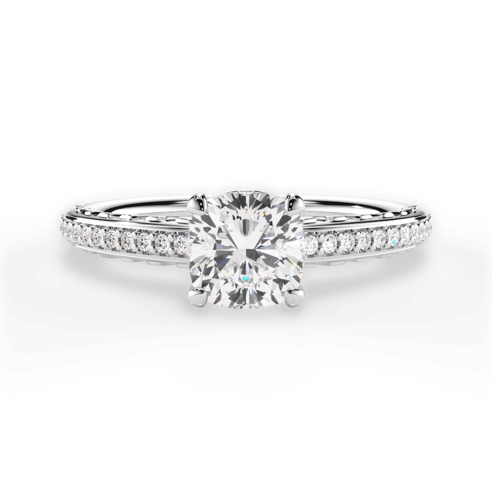 Caroline Cushion Cut Lab Grown Diamond 14Kt White Gold Engagement Ring