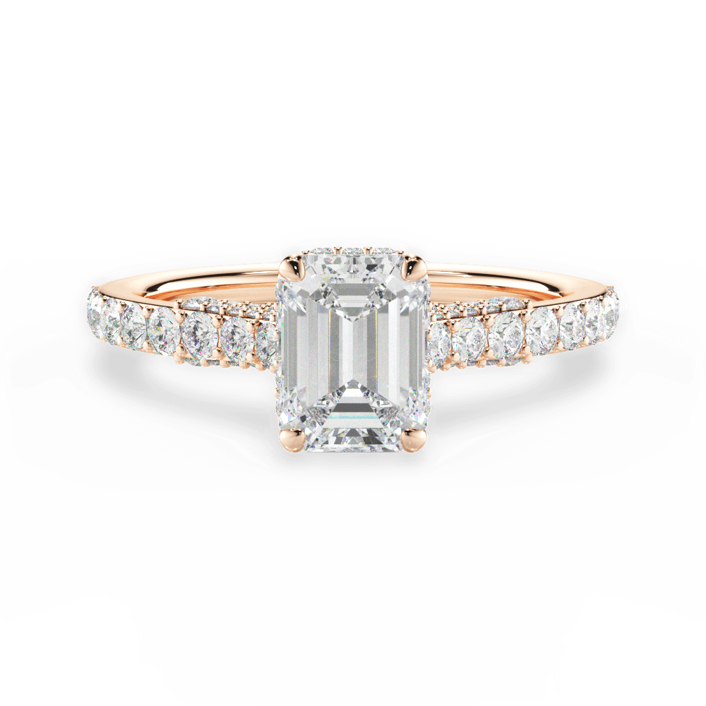 Laura Emerald Cut Lab Grown Diamond 18Kt Rose Gold Engagement Ring