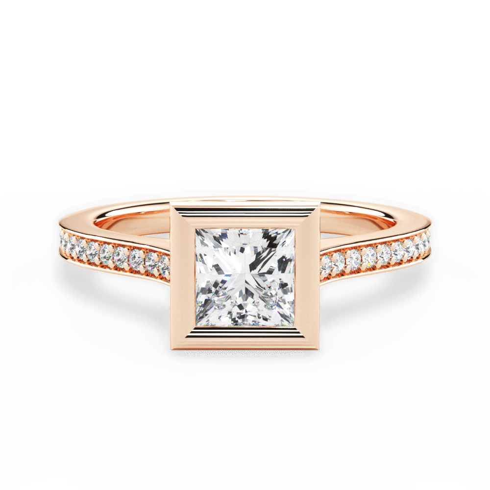 Deanna Princess Cut Lab Grown Diamond 18Kt Rose Gold Engagement Ring
