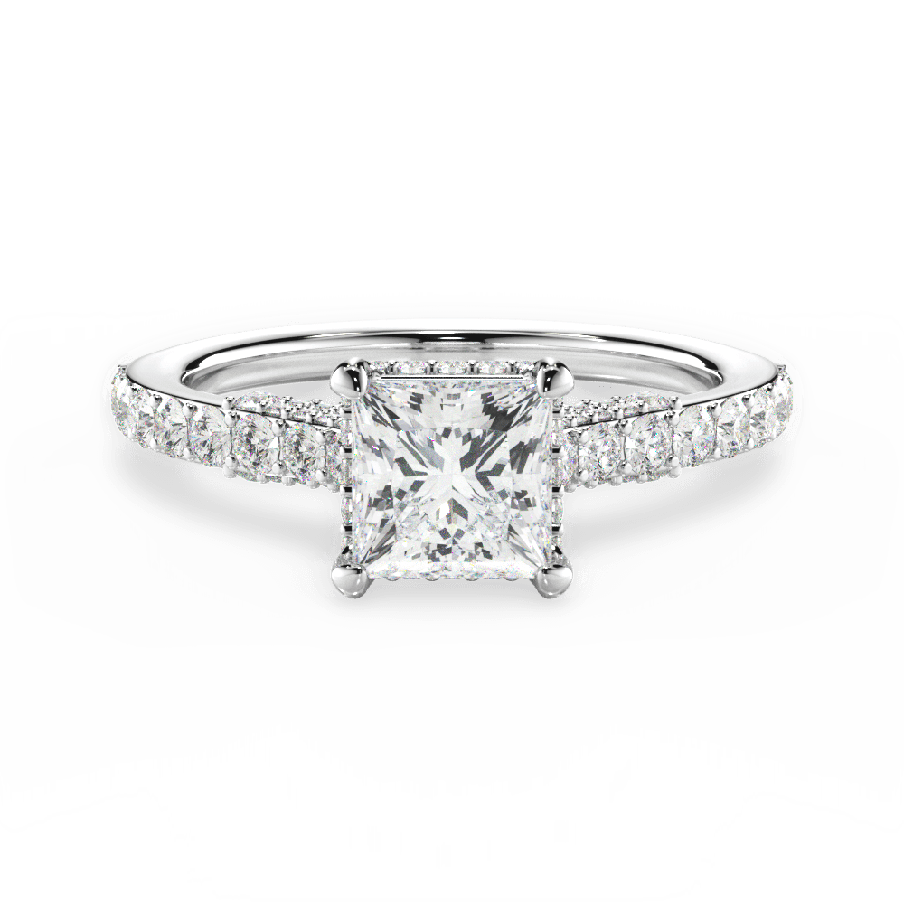 Laura Princess Cut Lab Grown Diamond 14Kt White Gold Engagement Ring
