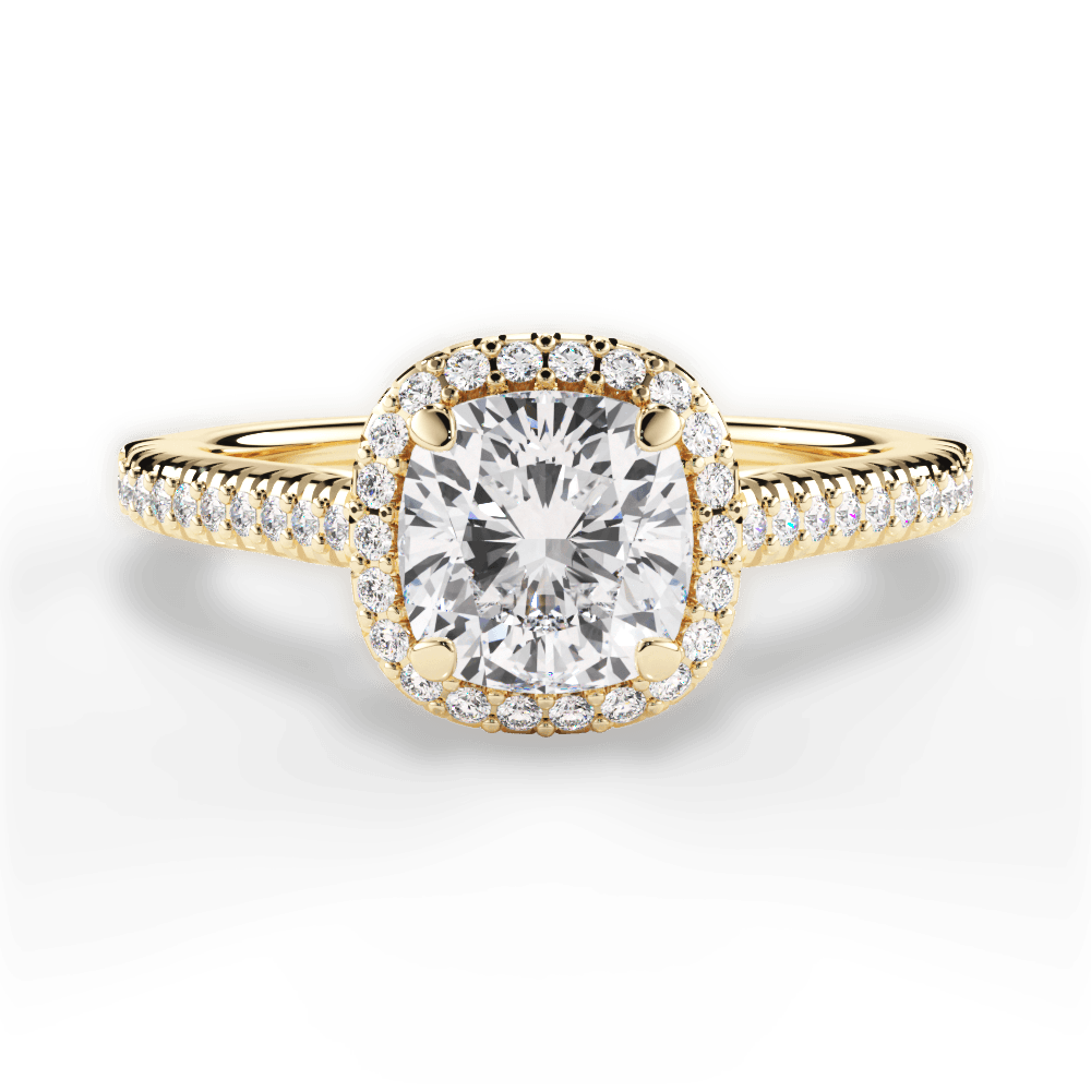 Jenny Cushion Cut Lab Grown Diamond 18Kt Yellow Gold Engagement Ring