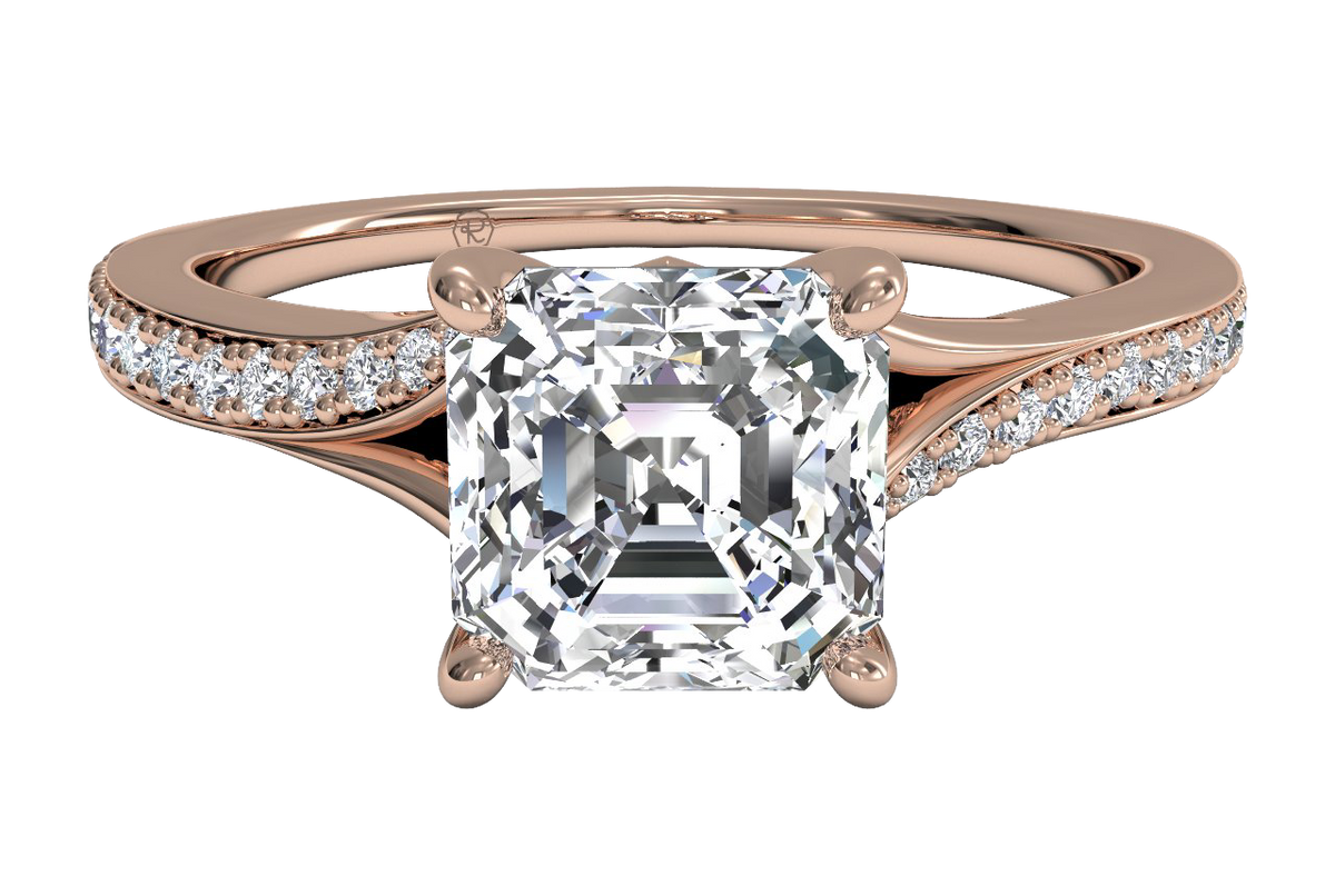 Elise Asscher Cut Lab Grown Diamond 18Kt Rose Gold Engagement Ring