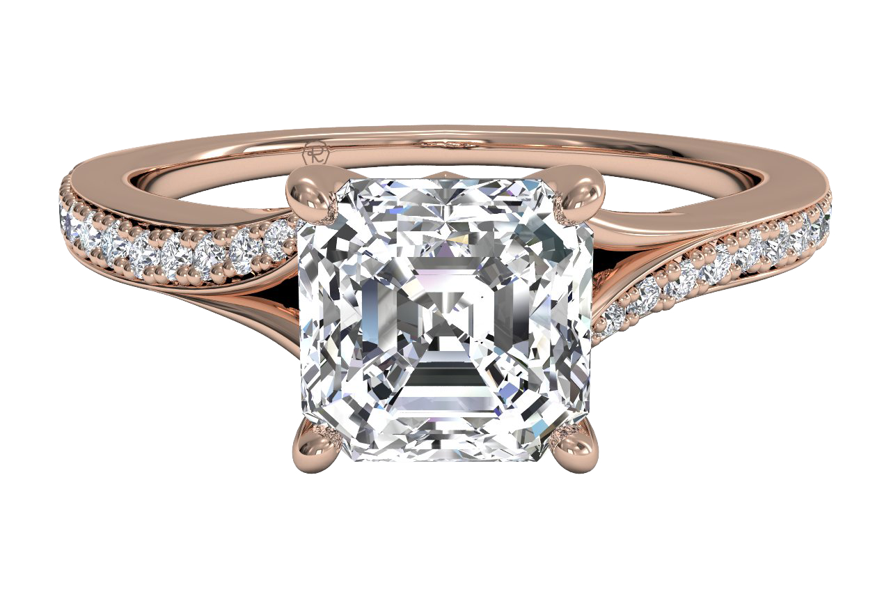 Elise Asscher Cut Lab Grown Diamond 18Kt Rose Gold Engagement Ring
