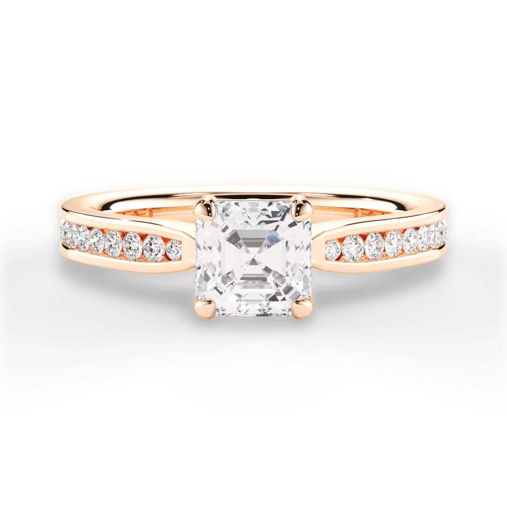 Katelyn Asscher Cut Lab Grown Diamond 18Kt Rose Gold Engagement Ring