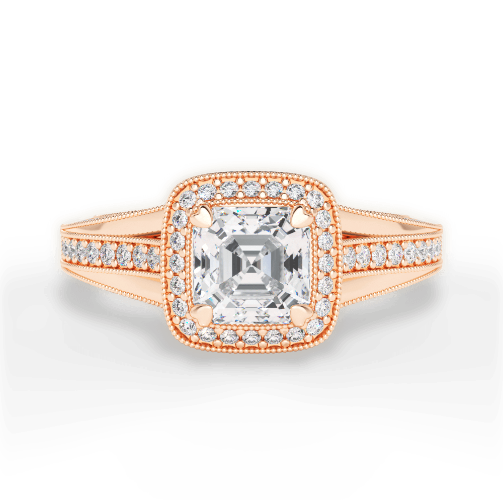 Lillian Asscher Cut Lab Grown Diamond 18Kt Rose Gold Engagement Ring