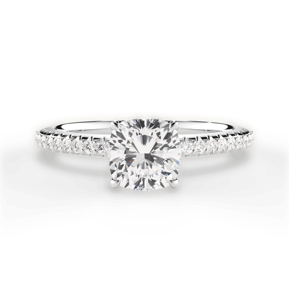 Giselle Cushion Cut Lab Grown Diamond 14Kt White Gold Engagement Ring
