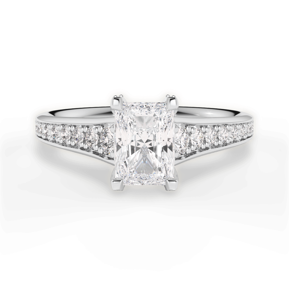Leslie Radiant Cut Lab Grown Diamond 18Kt White Gold Engagement Ring