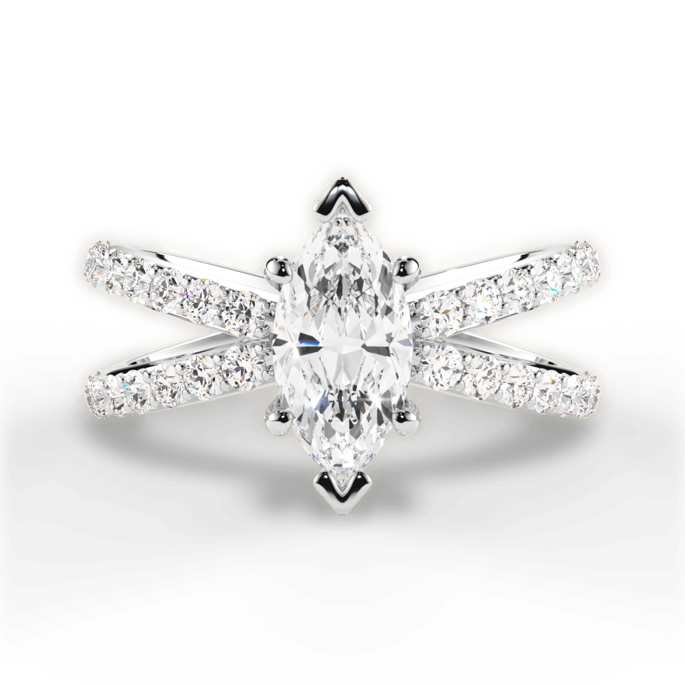 Lauren Marquise Cut Lab Grown Diamond 14Kt White Gold Engagement Ring