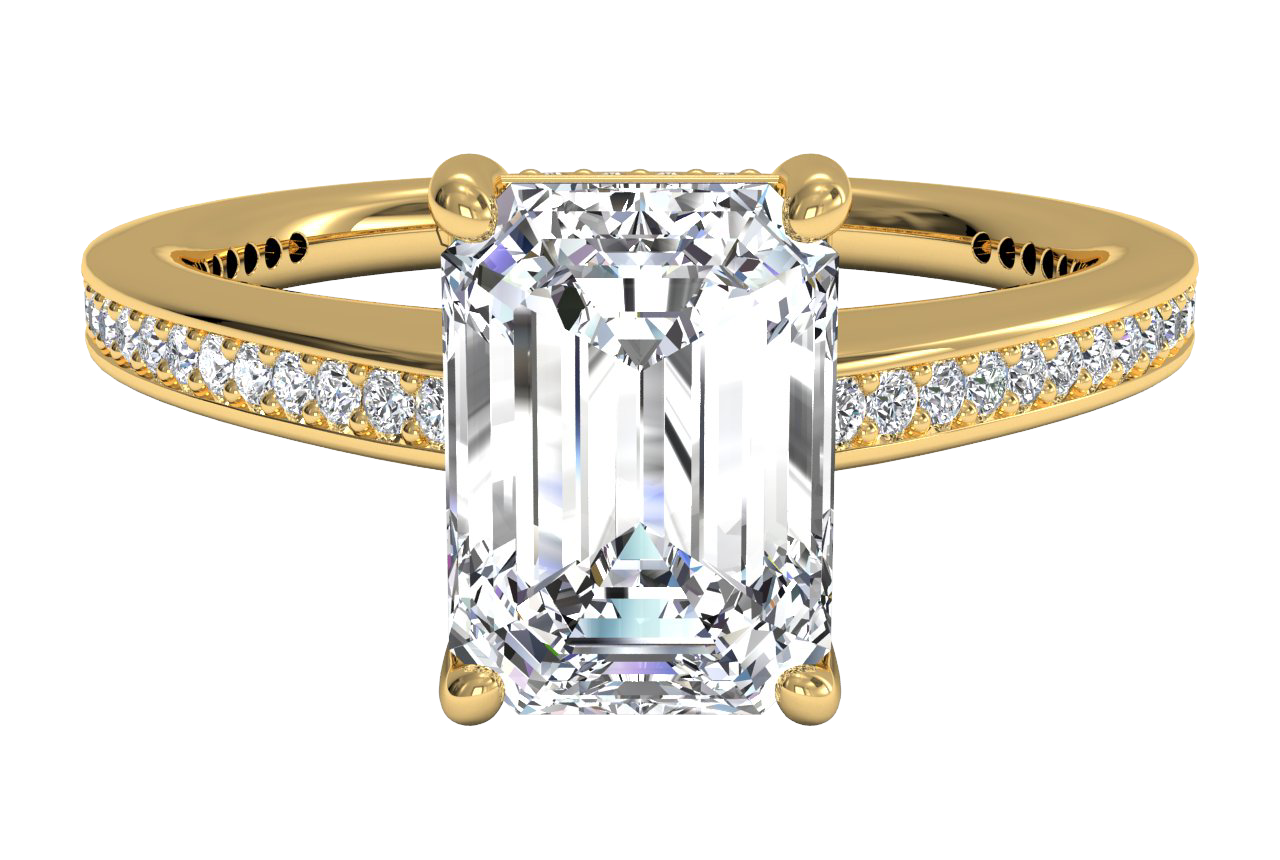 Judith Emerald Cut Lab Grown Diamond 18Kt Yellow Gold Engagement Ring
