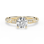 Josephine Round Cut Lab Grown Diamond 18Kt Yellow Gold Engagement Ring