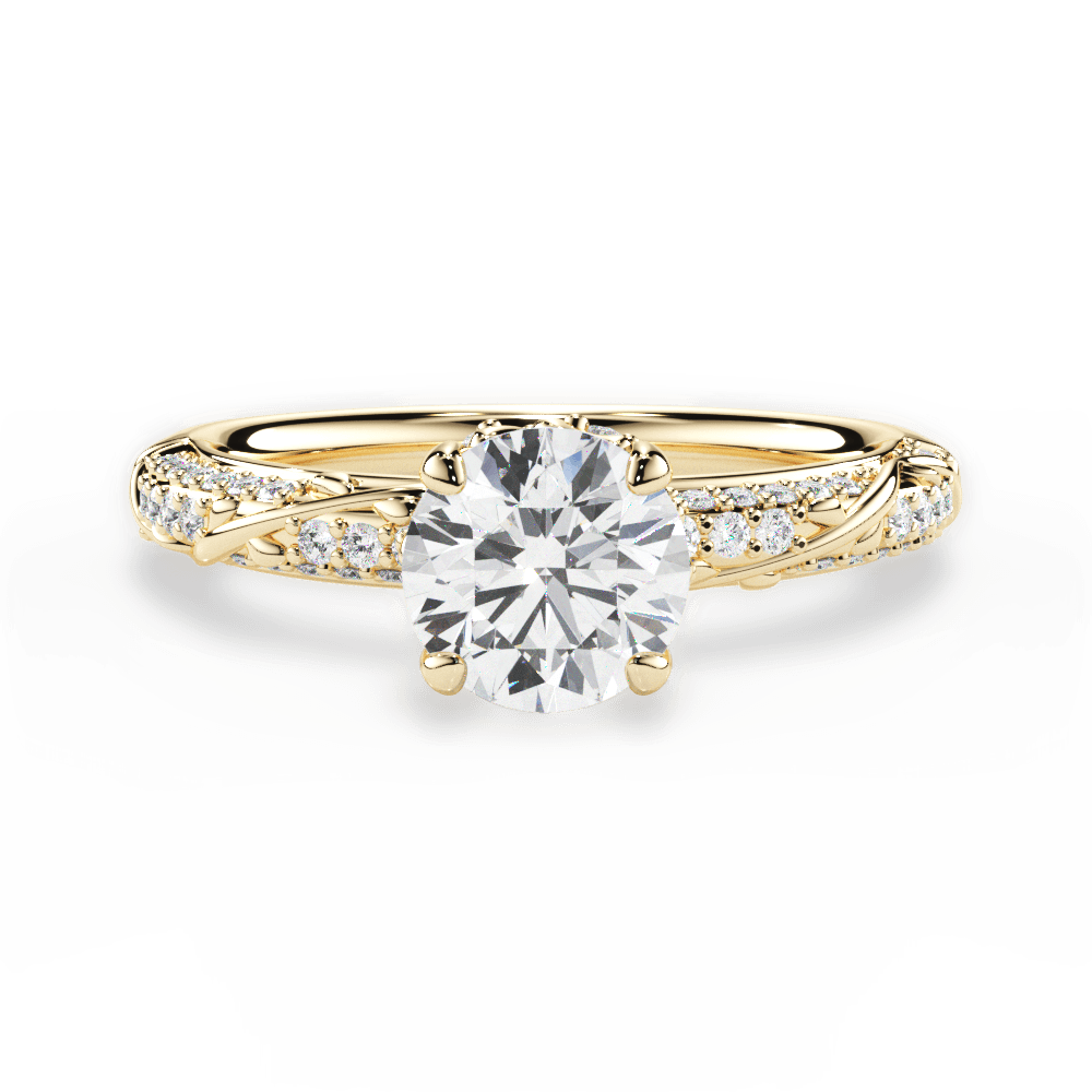 Josephine Round Cut Lab Grown Diamond 18Kt Yellow Gold Engagement Ring