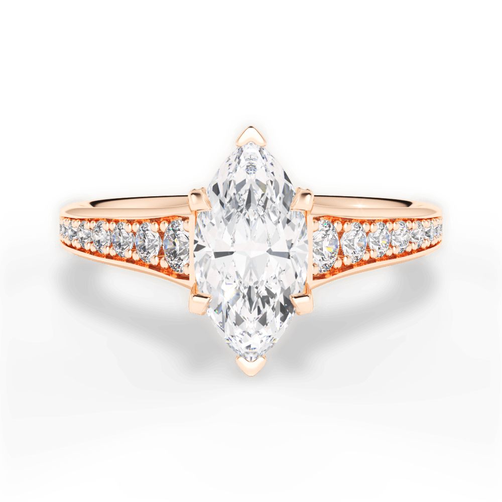 Leslie Marquise Cut Lab Grown Diamond 18Kt Rose Gold Engagement Ring