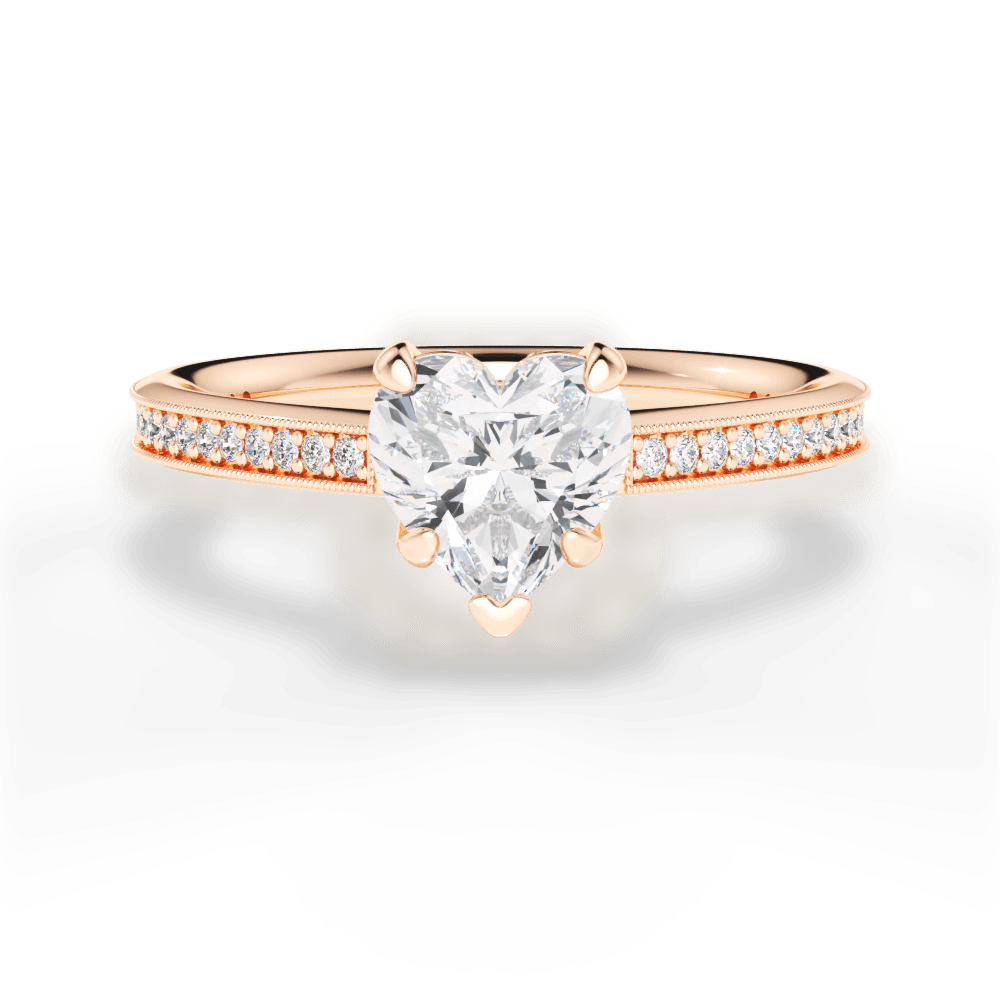 Janet Heart Cut Lab Grown Diamond 18Kt Rose Gold Engagement Ring