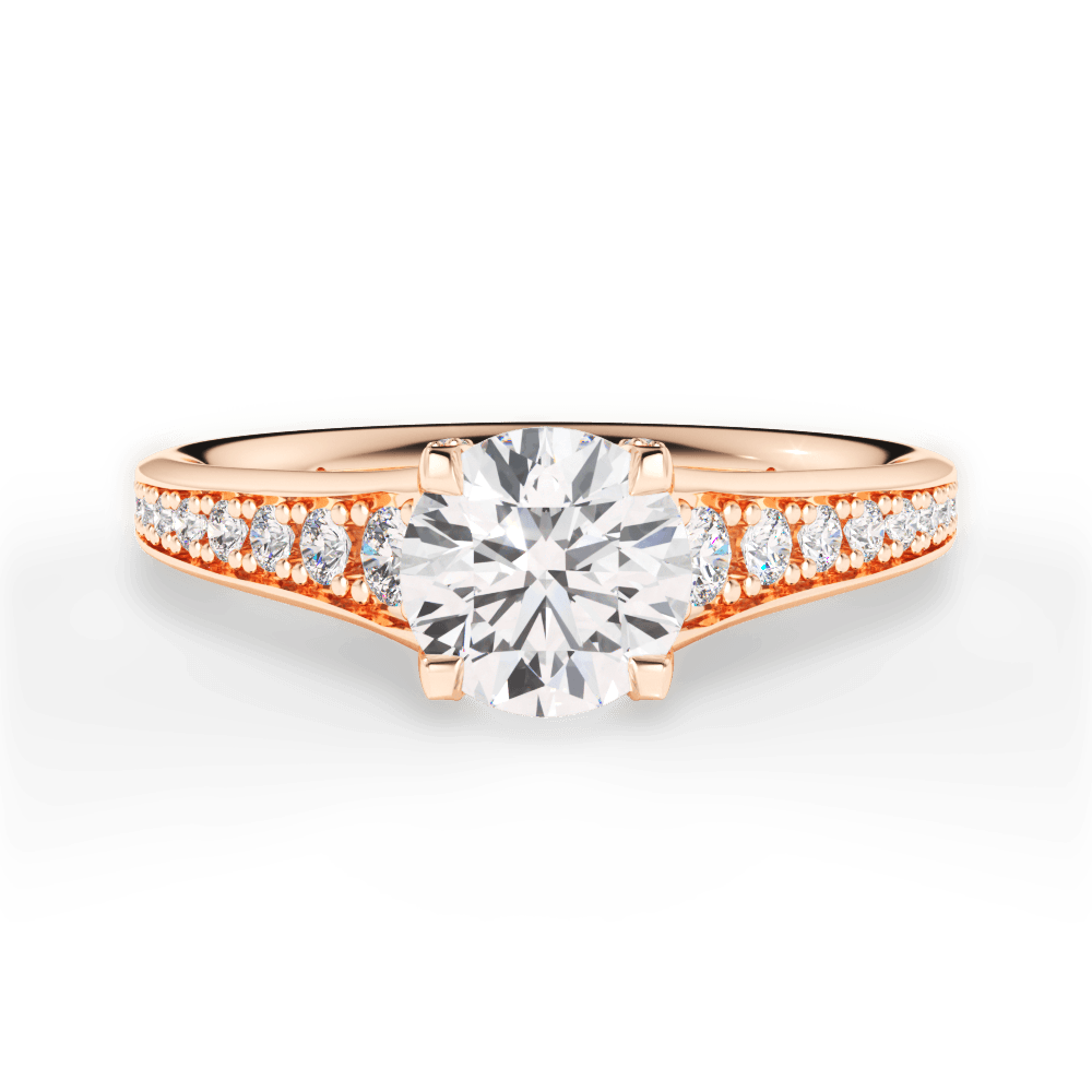 Leslie Round Cut Lab Grown Diamond 18Kt Rose Gold Engagement Ring