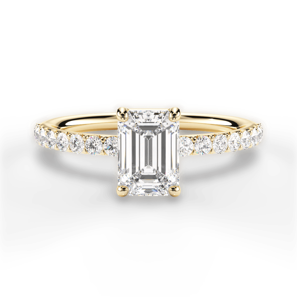 Elsie Emerald Cut Lab Grown Diamond 18Kt Yellow Gold Engagement Ring