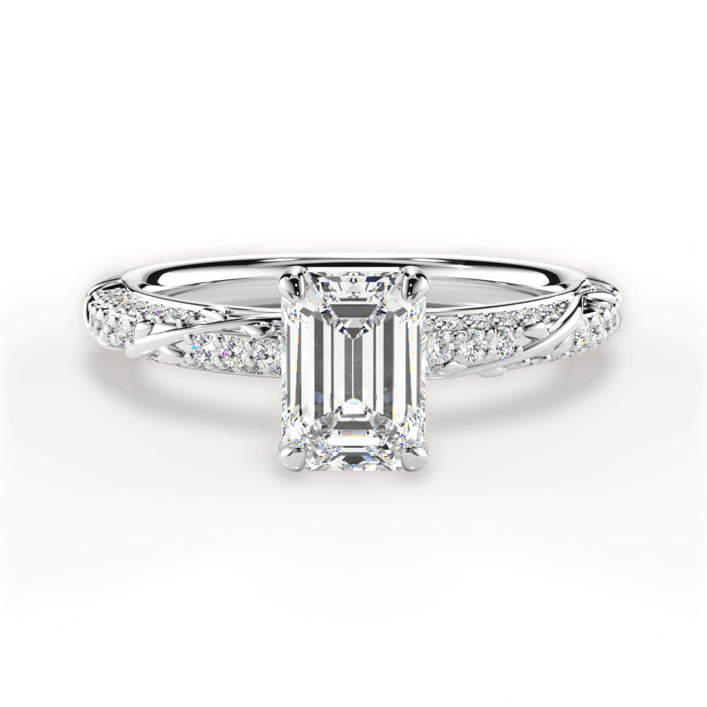 Gloria Emerald Cut Lab Grown Diamond Platinum Engagement Ring
