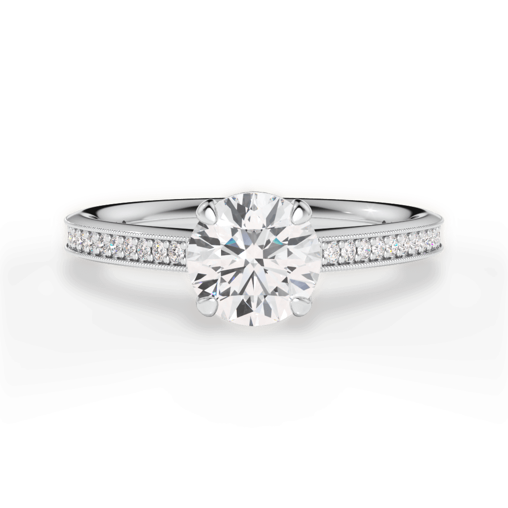 Janet Round Cut Lab Grown Diamond 18Kt White Gold Engagement Ring