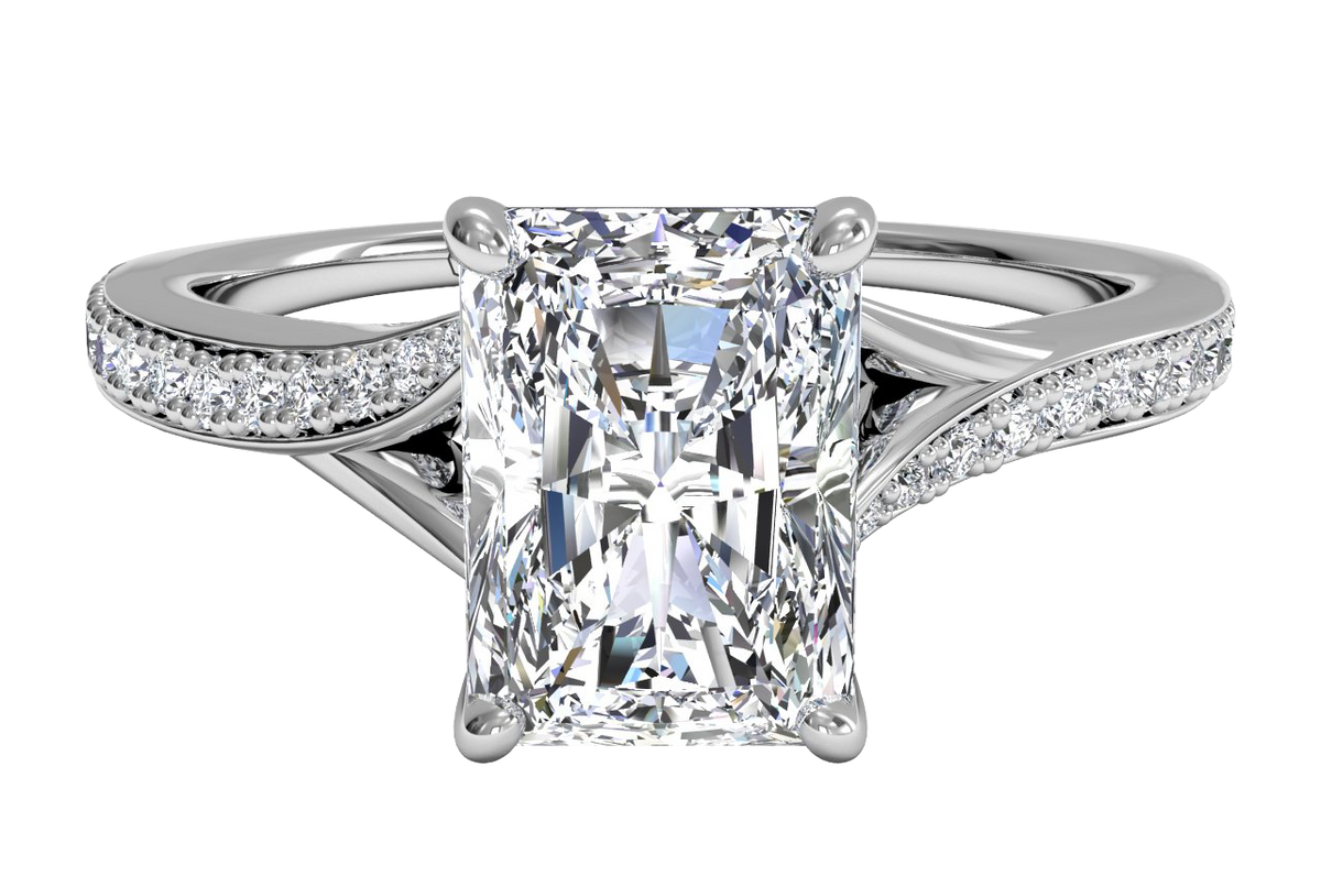 Elise Radiant Cut Lab Grown Diamond 14Kt White Gold Engagement Ring