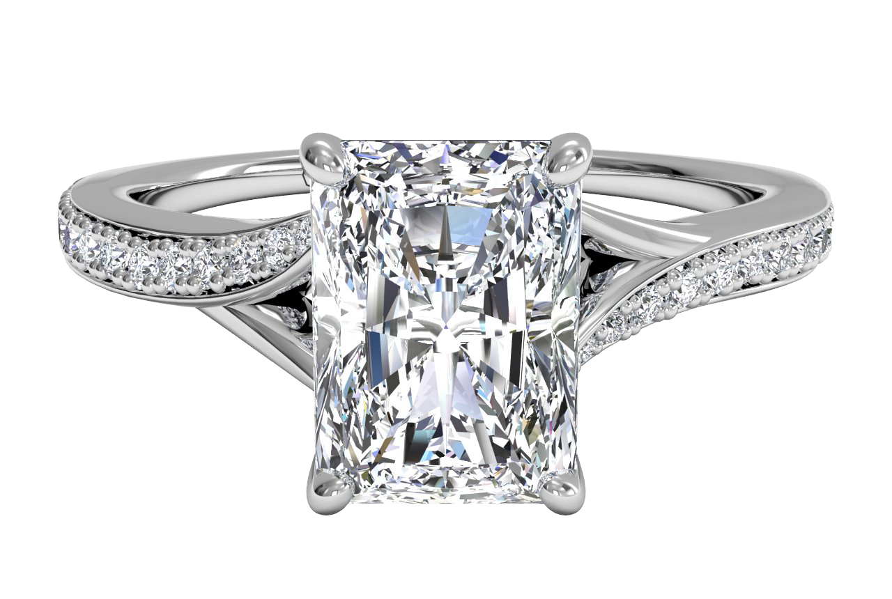 Elise Radiant Cut Lab Grown Diamond 14Kt White Gold Engagement Ring