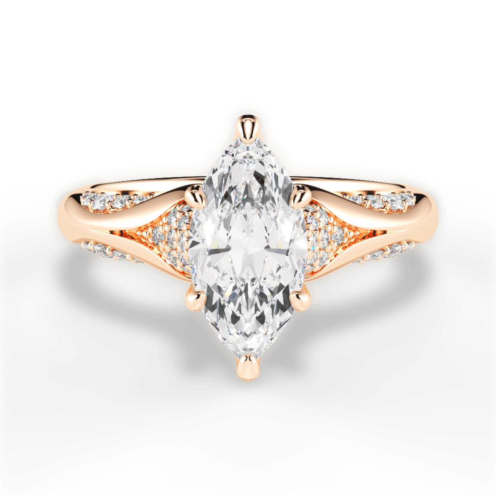 Isabel Marquise Cut Lab Grown Diamond 18Kt Rose Gold Engagement Ring