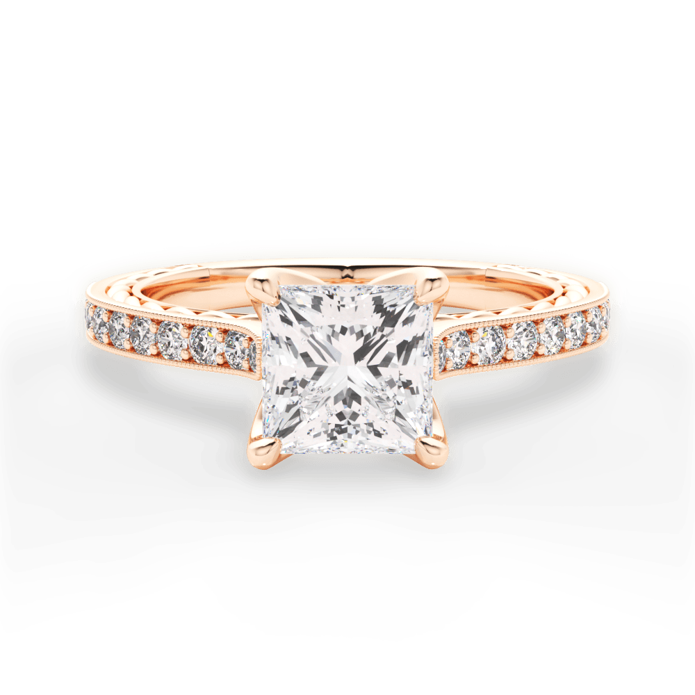 Gilda Princess Cut Lab Grown Diamond 18Kt Rose Gold Engagement Ring