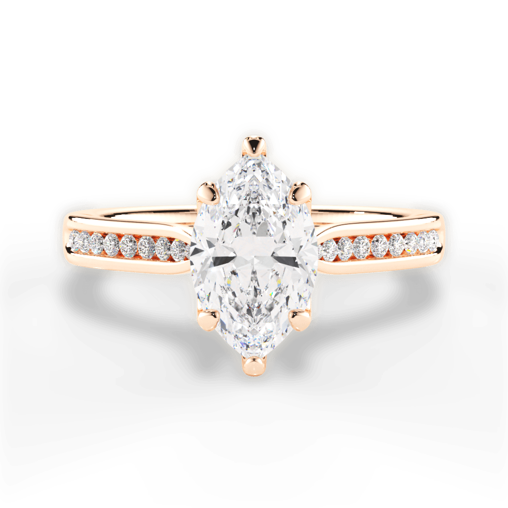 Elena Marquise Cut Lab Grown Diamond 18Kt Rose Gold Engagement Ring