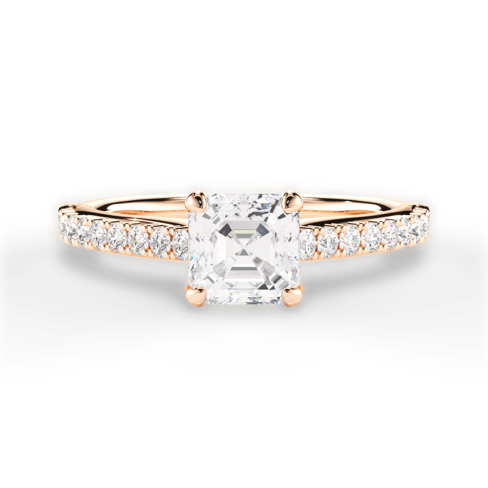 Frances Asscher Cut Lab Grown Diamond 18Kt Rose Gold Engagement Ring