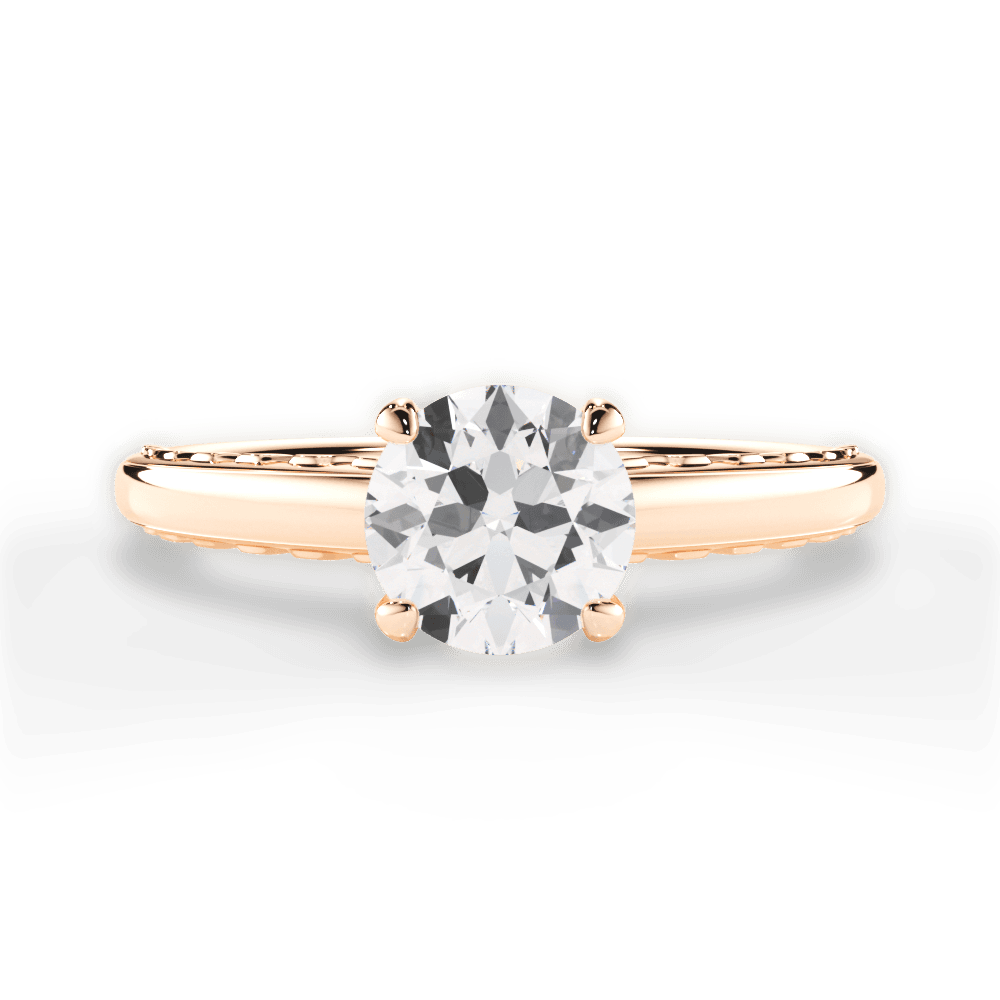 Annette Round Cut Lab Grown Diamond 18Kt Rose Gold Engagement Ring