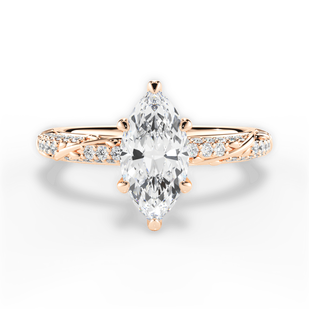 Gloria Marquise Cut Lab Grown Diamond 18Kt Rose Gold Engagement Ring