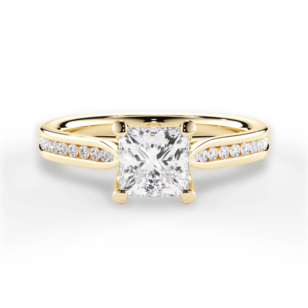 Elena Princess Cut Lab Grown Diamond 18Kt Yellow Gold Engagement Ring