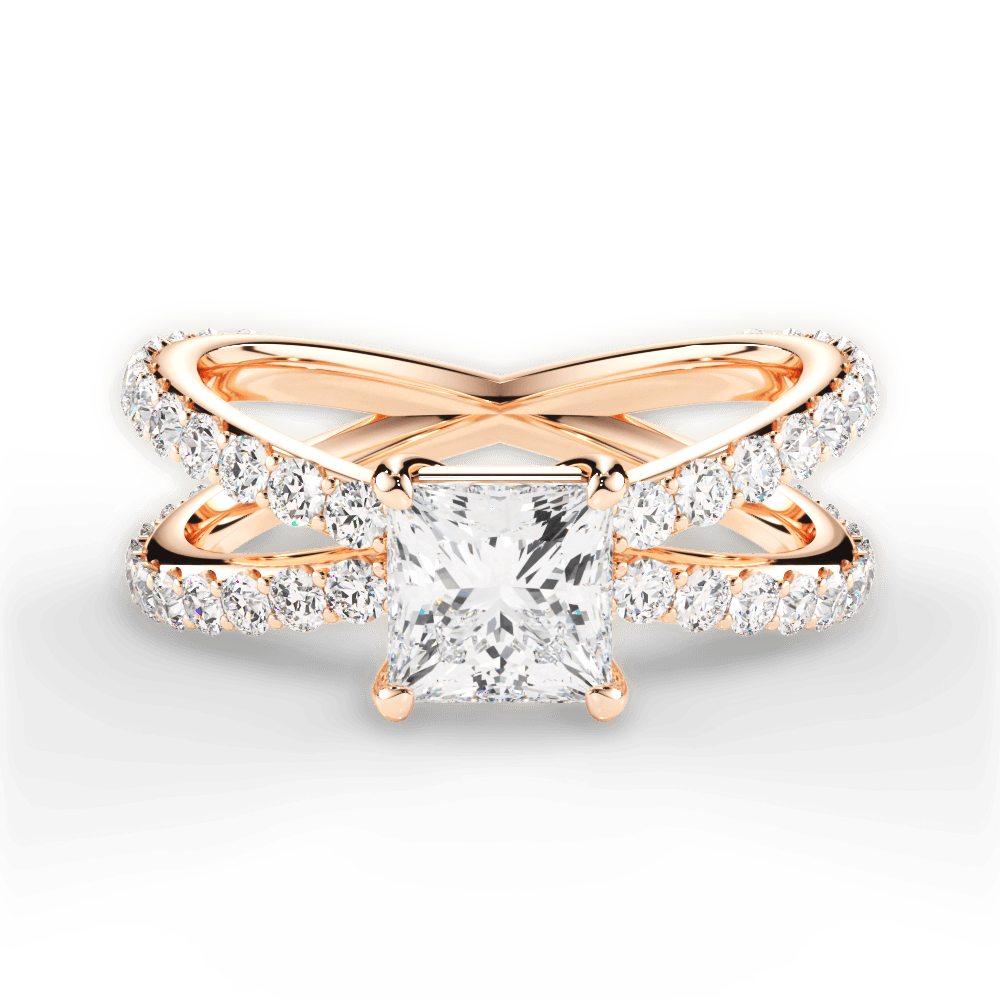 Lauren Princess Cut Lab Grown Diamond 18Kt Rose Gold Engagement Ring