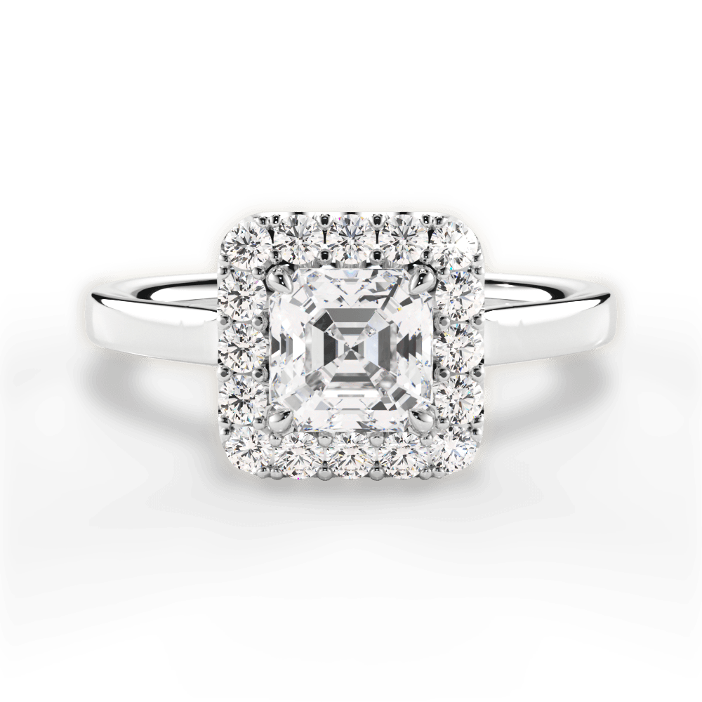 Fiona Asscher Cut Lab Grown Diamond 14Kt White Gold Engagement Ring
