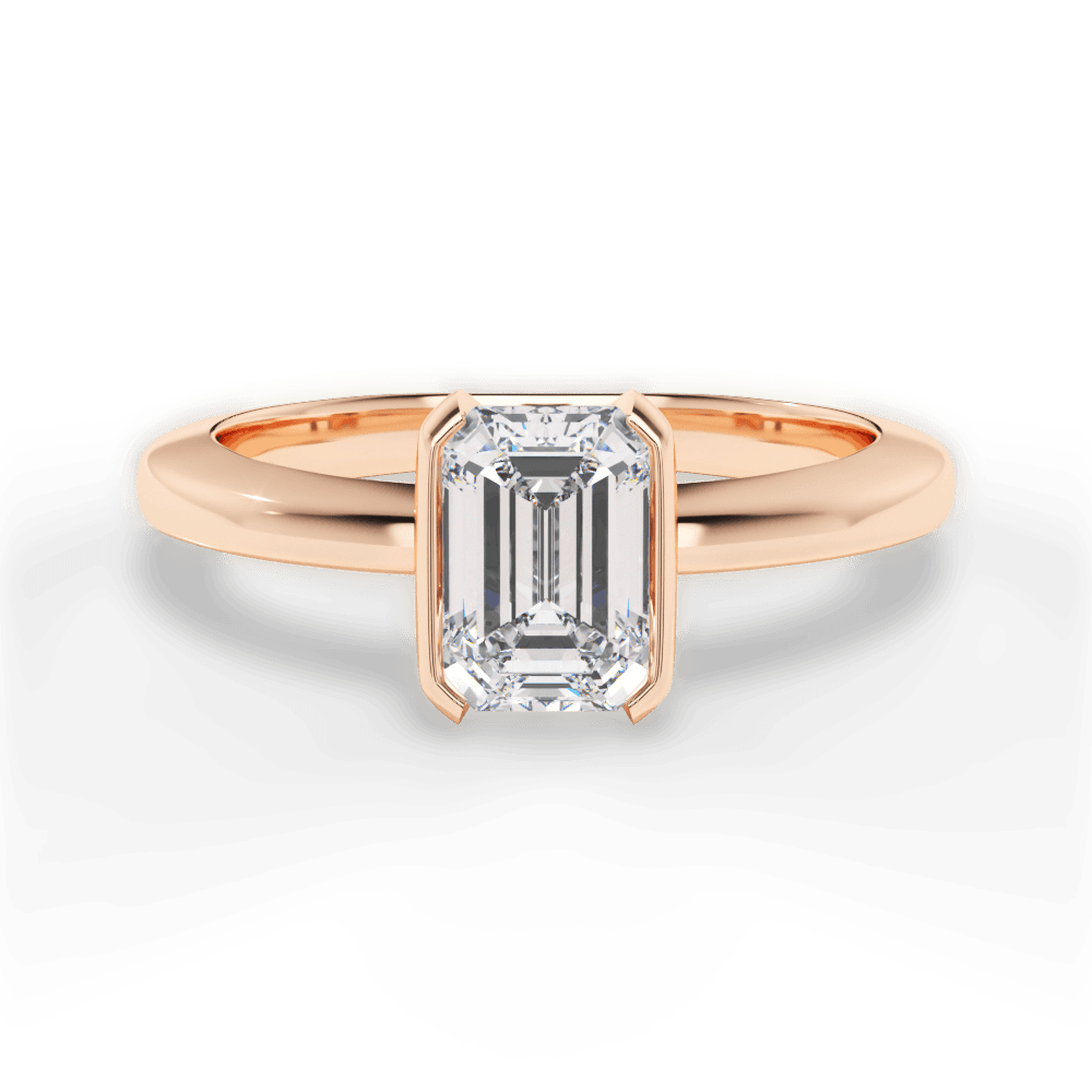 Bridget Emerald Cut Lab Grown Diamond 18Kt Rose Gold Engagement Ring