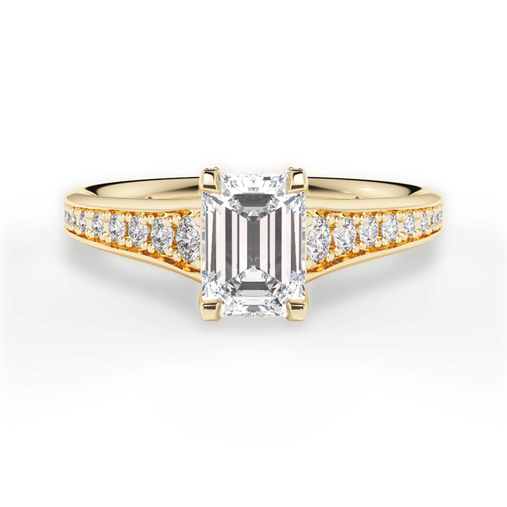 Leslie Emerald Cut Lab Grown Diamond 18Kt Yellow Gold Engagement Ring