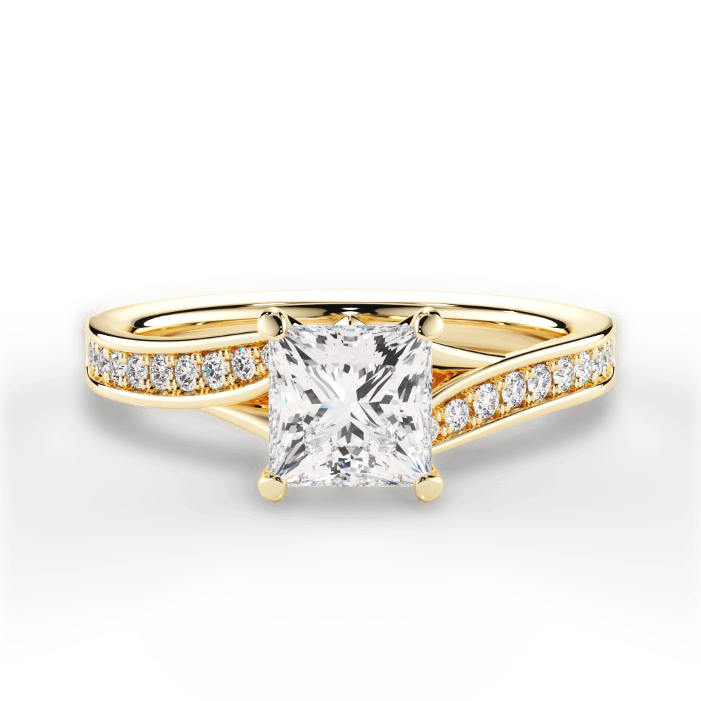 Elise Princess Cut Lab Grown Diamond 18Kt Yellow Gold Engagement Ring