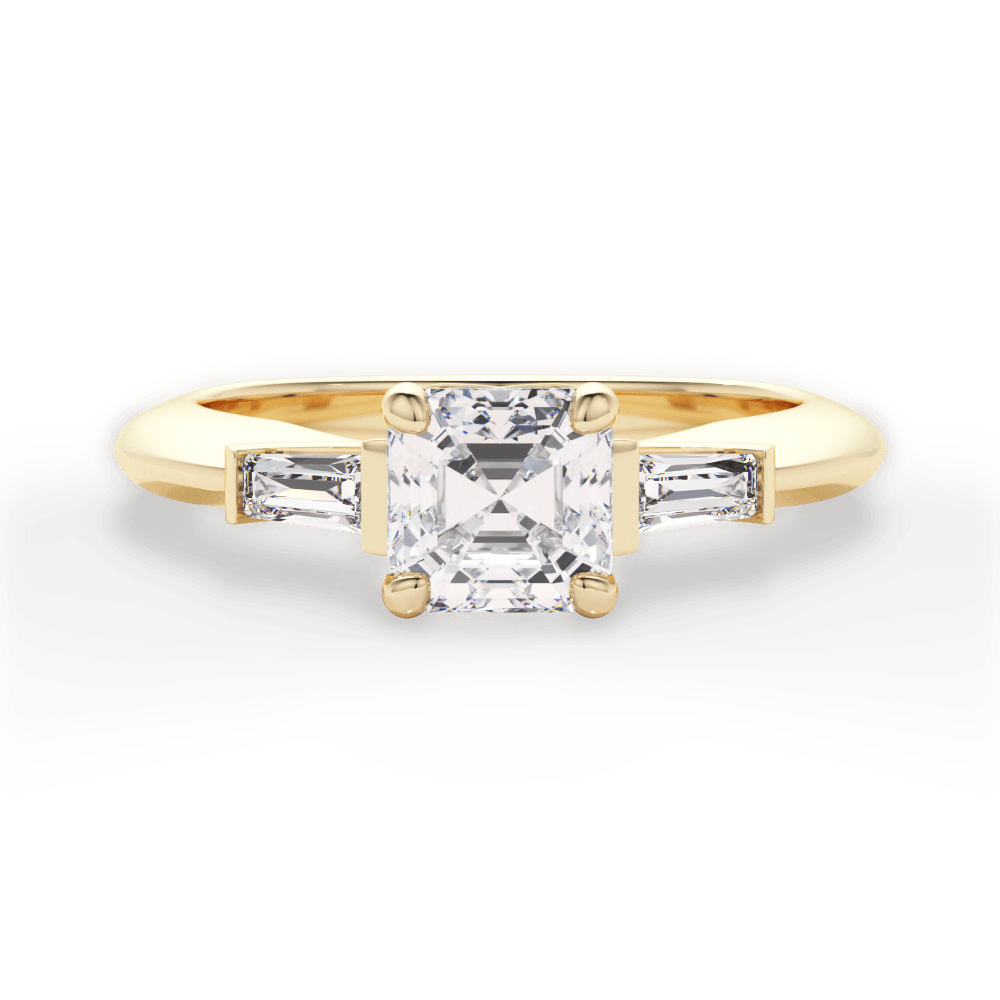 Emily Asscher Cut Lab Grown Diamond 18Kt Yellow Gold Engagement Ring